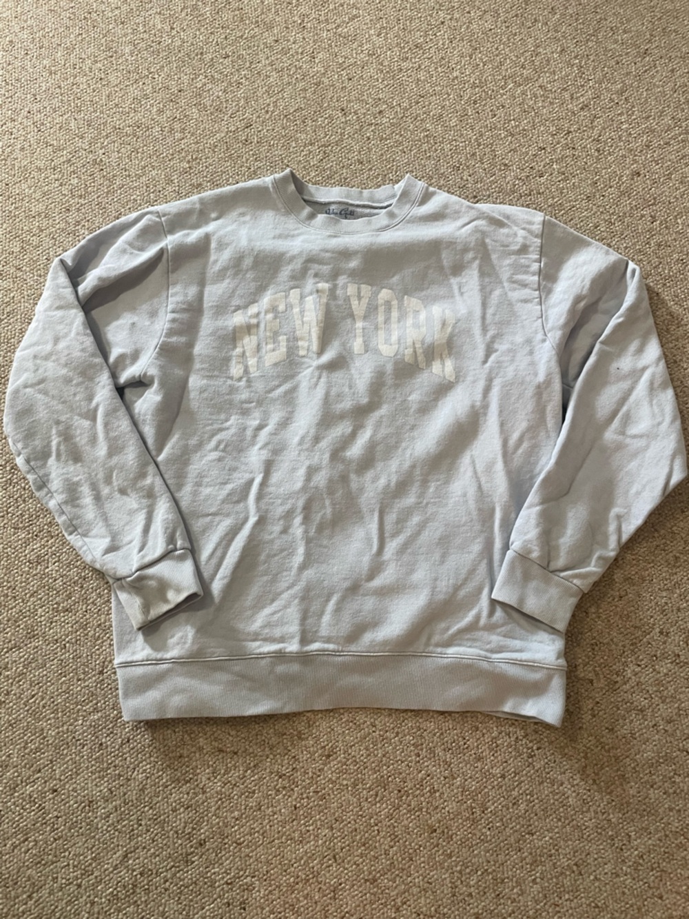 Brandy Melville Light Blue 'New York' Crewneck Sweatshirt